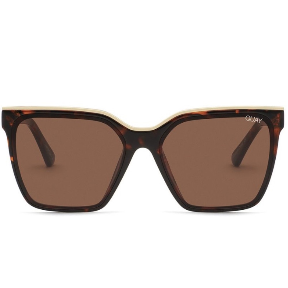 New Quay LEVEL UP Tortoise Gold Trim Sunglasses Brown Lenses